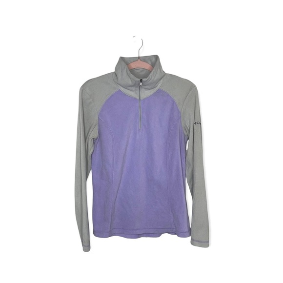 COLUMBIA Purple & Gray 1/4 Zip Pullover Fleece Jacket M - Picture 2 of 6